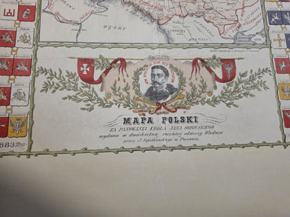 Polen Karte Poster während der Herrschaft von Jan III Sobieski - Vintage Wandkunst
