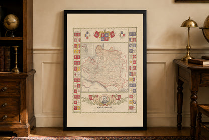Polen Karte Poster während der Herrschaft von Jan III Sobieski - Vintage Wandkunst