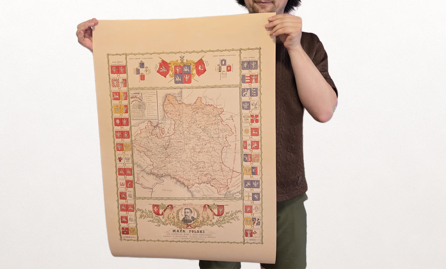 Polen Karte Poster während der Herrschaft von Jan III Sobieski - Vintage Wandkunst