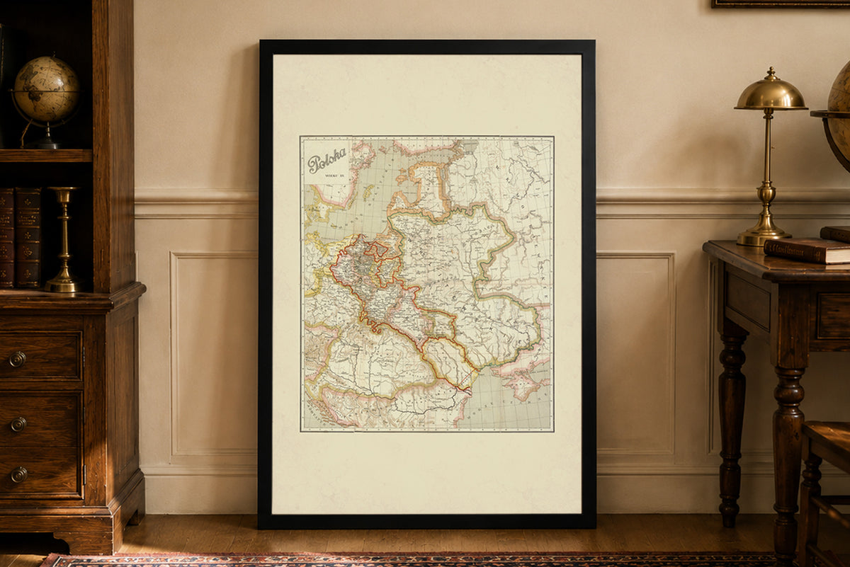 Poland in the 15th Century - Jan Babirecki Historical Map Poster - c. 1900