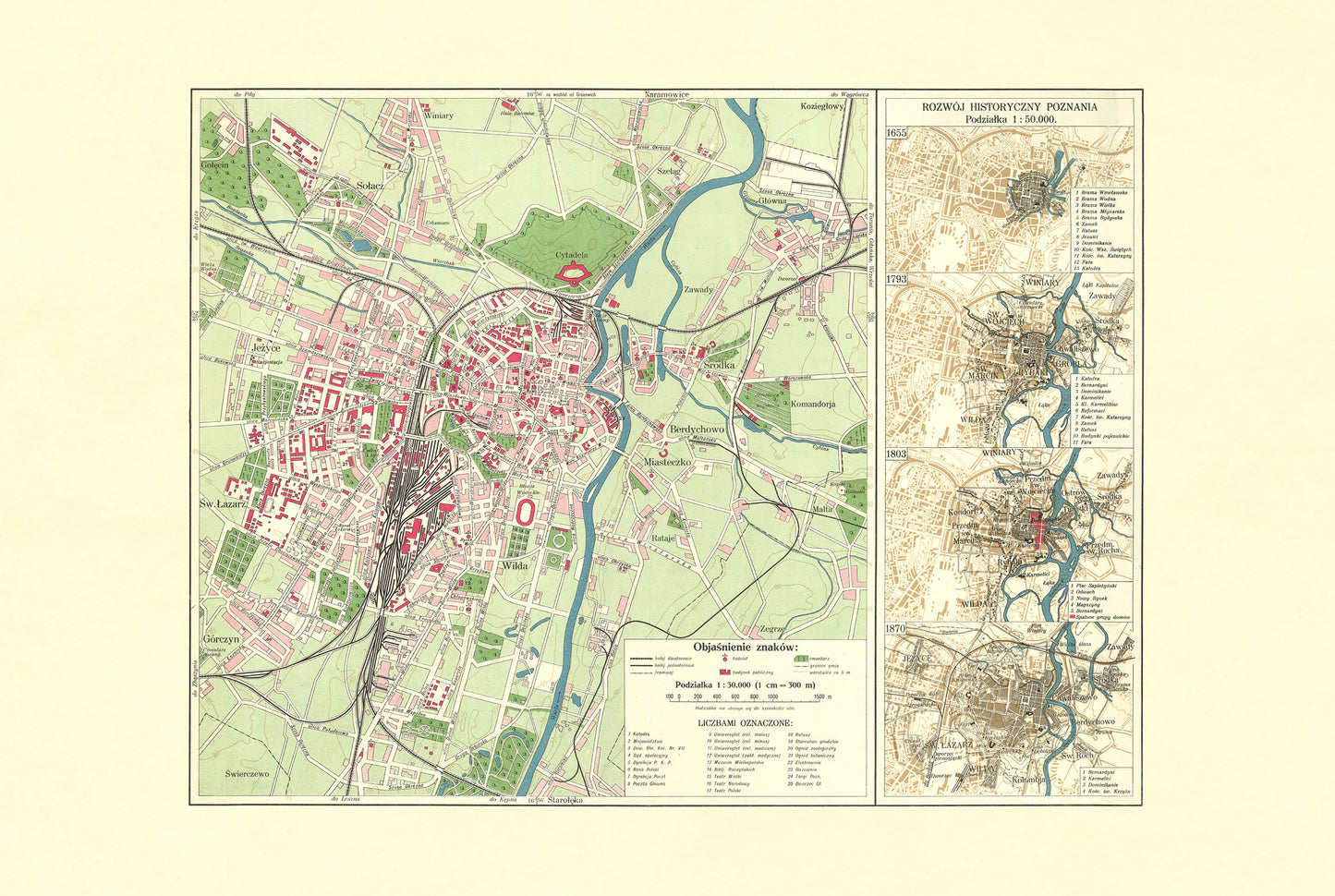 Poznań City Map Poster (1932) - Vintage Polish City Plan & Historical Growth Maps