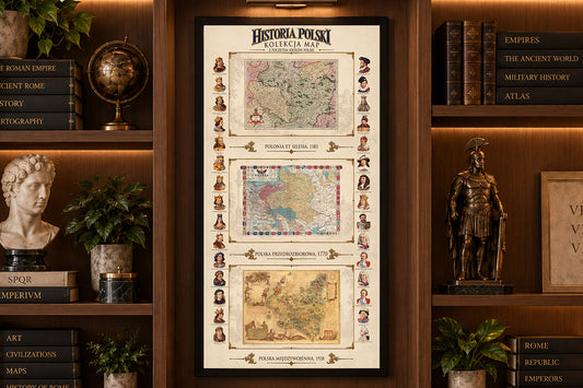 History of Poland Collection - 3 Historical Maps & Polish Rulers - Map Poster