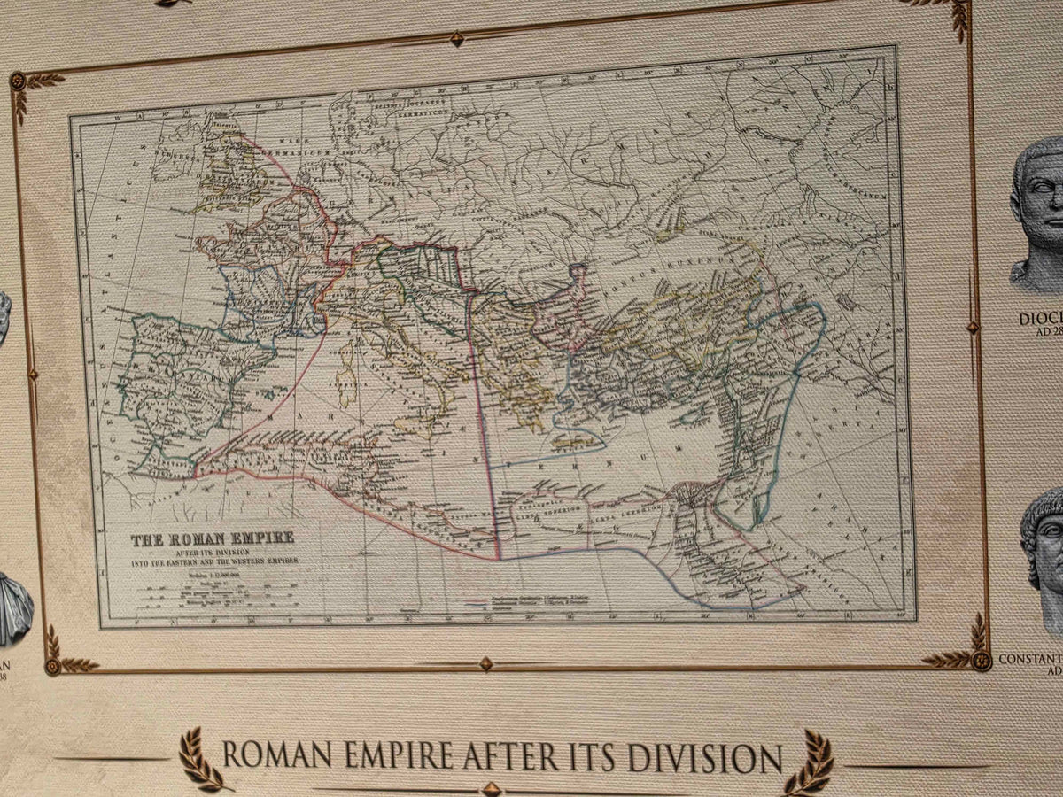 Roman Empire Collection - 3 Historical Maps in One Poster - Ancient Rome Map Set