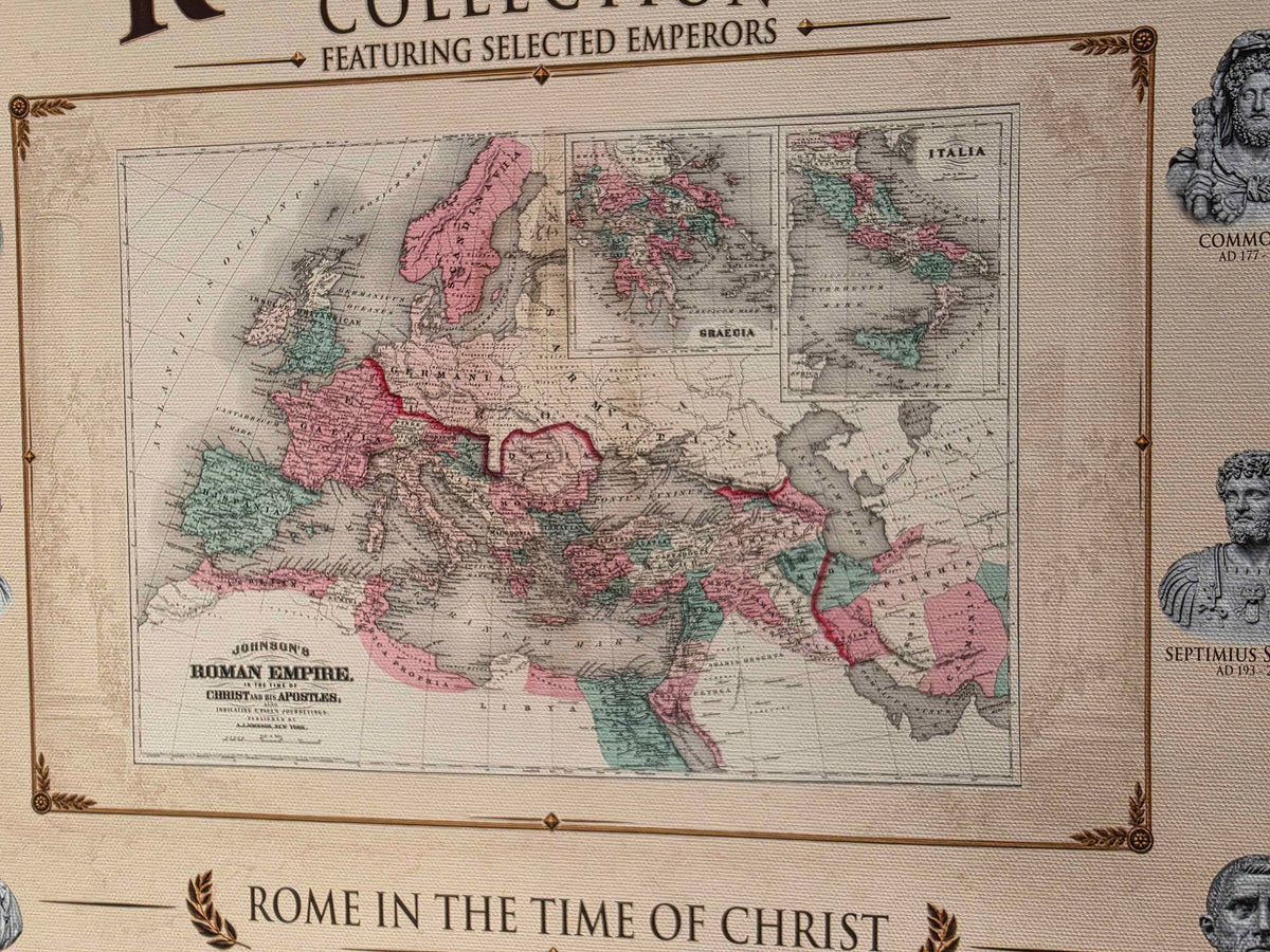 Roman Empire Collection - 3 Historical Maps in One Poster - Ancient Rome Map Set