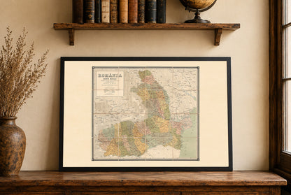 Roumanie 1883 - Charta Murala - Affiche Carte Historique du Royaume de Roumanie