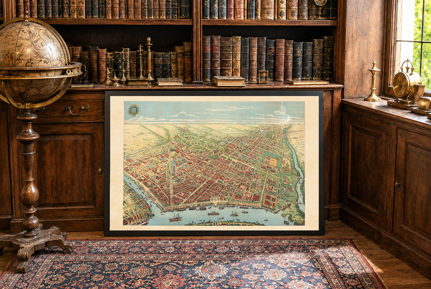 Saigon 1902 Karte Poster - Panoramablick auf Ho-Chi-Minh-Stadt mit Fluss, Boulevards und Hafenaktivitäten