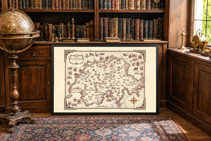 Switzerland Pictorial Map Poster (1936) - Vintage Swiss Travel Wall Art