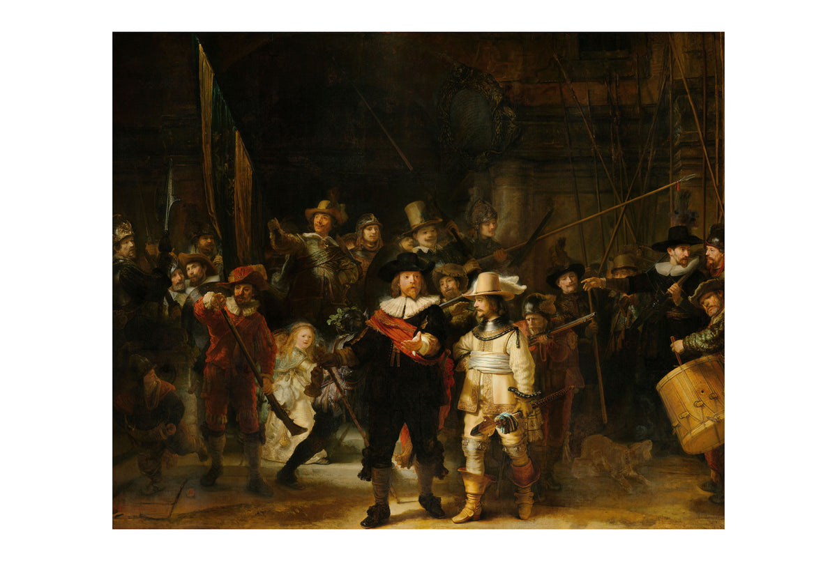 Straż Nocna 1642 - Rembrandt van Rijn - Złoty Wiek Holandii - Historyczny Plakat z Obrazem