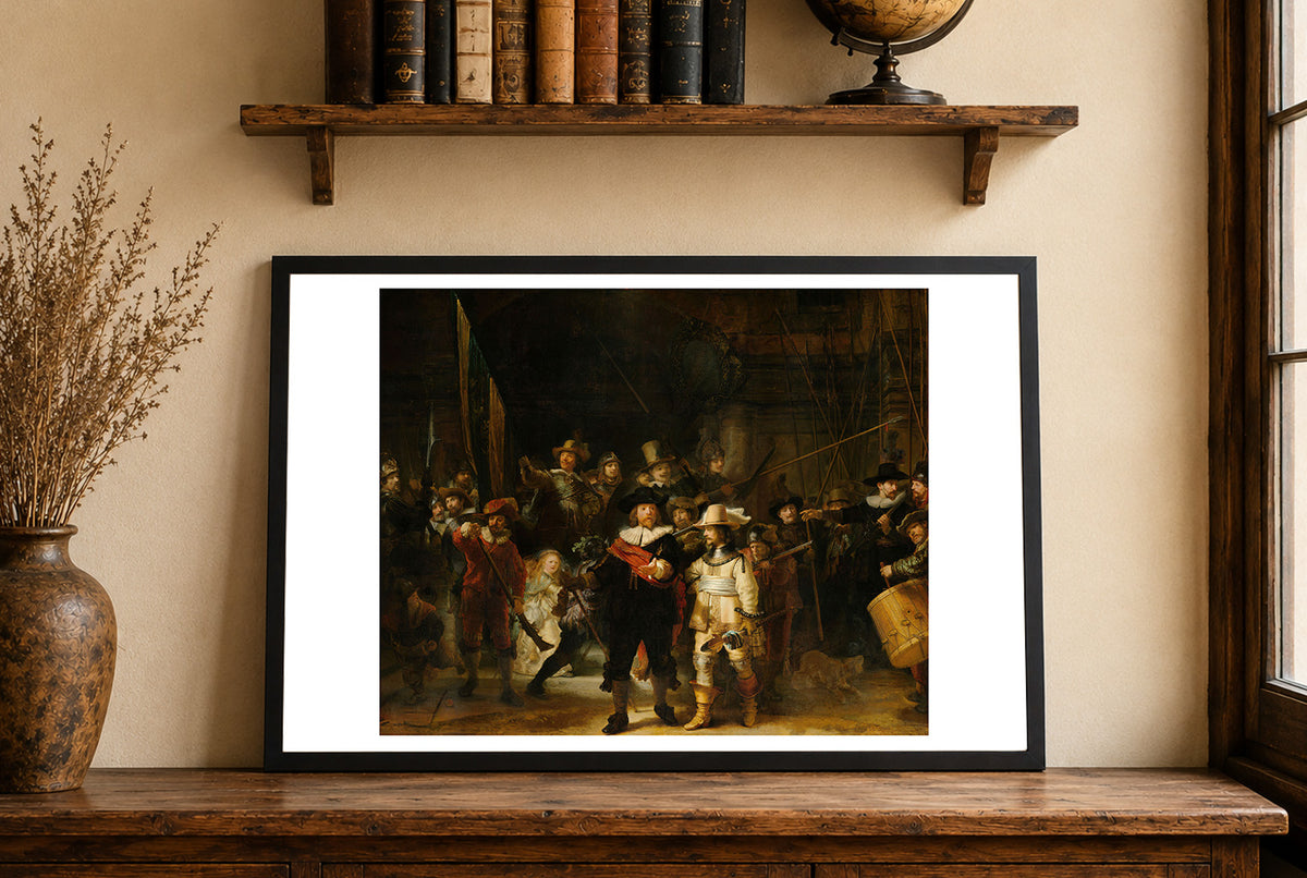 Straż Nocna 1642 - Rembrandt van Rijn - Złoty Wiek Holandii - Historyczny Plakat z Obrazem