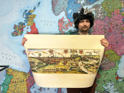 Vintage Krakau Karten Wandkunst - 1618 Cracovia Metropolis Gravur Druck