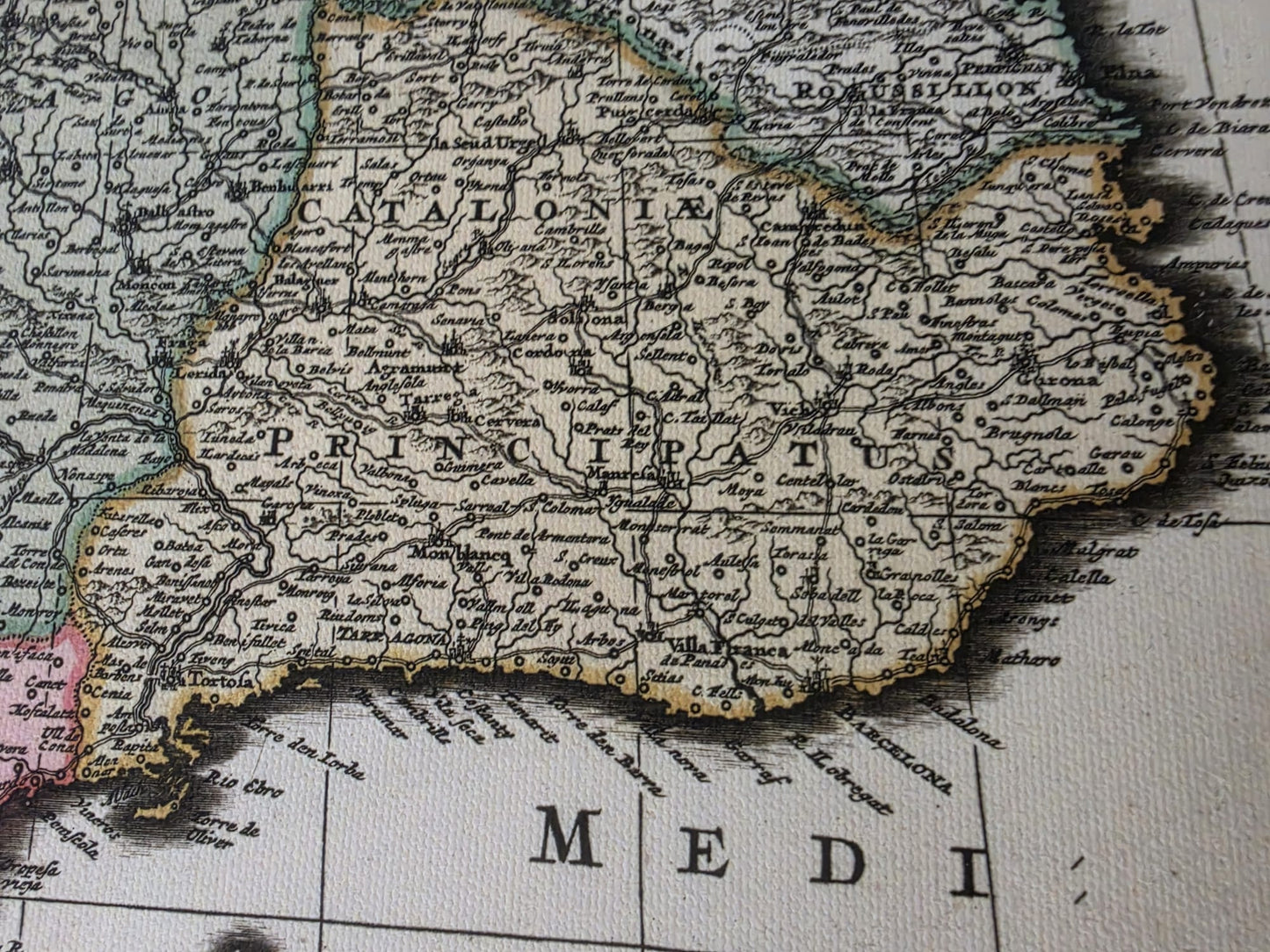 Vintage Map of Iberia 1740 - Spain and Portugal Historical Wall Art