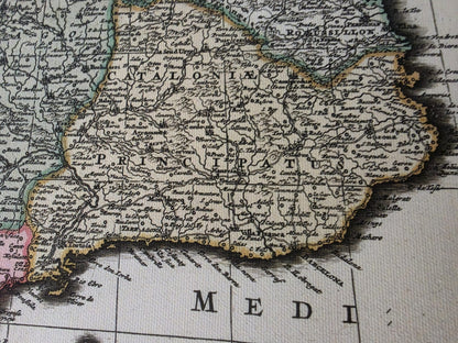 Vintage Map of Iberia 1740 - Spain and Portugal Historical Wall Art
