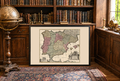 Vintage Map of Iberia 1740 - Spain and Portugal Historical Wall Art