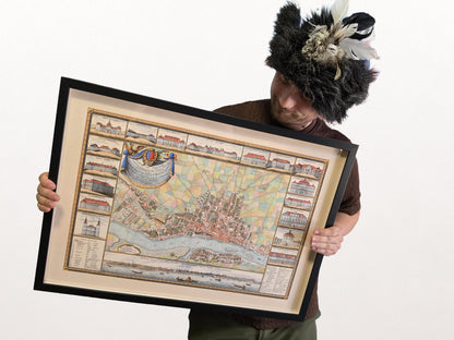 Warschau 1772 - Historische Karte der polnischen Hauptstadt mit wichtigen Palästen