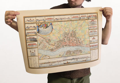 Warschau 1772 - Historische Karte der polnischen Hauptstadt mit wichtigen Palästen