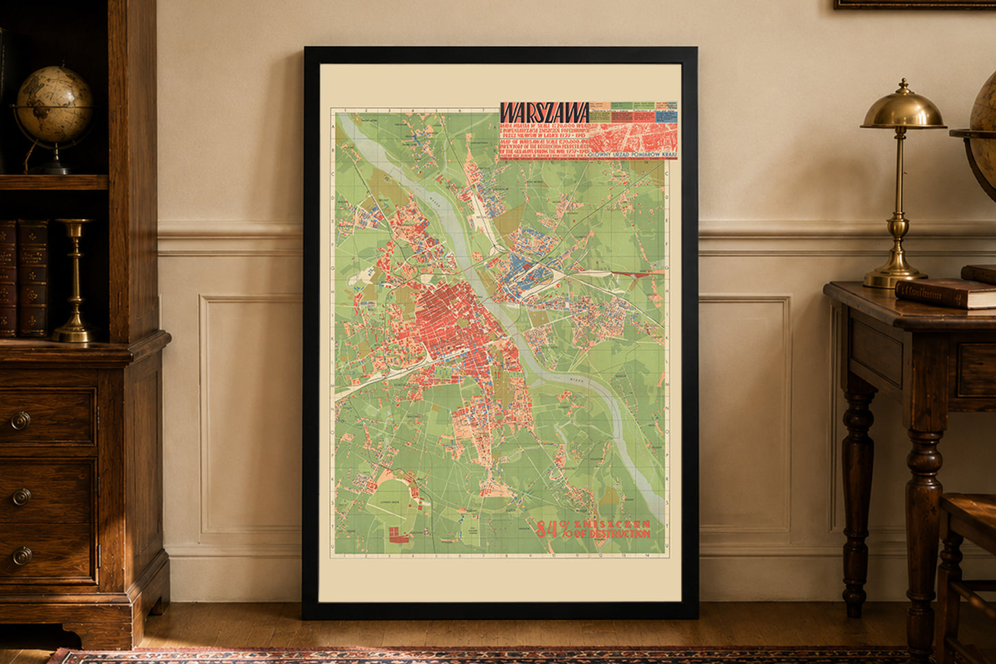 Warschau 1949 Kartenposter - Zerstörung im Zweiten Weltkrieg