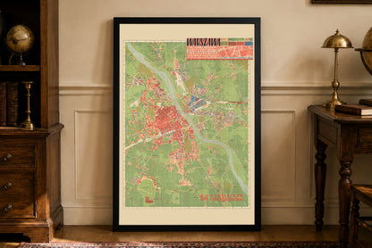 Warschau 1949 Kartenposter - Zerstörung im Zweiten Weltkrieg