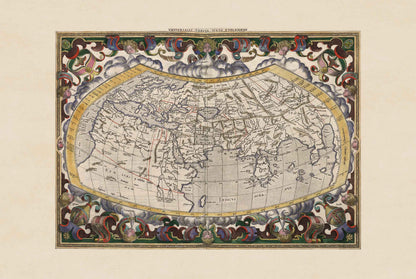 World According to Ptolemy - Petrus Bertius Historical Map Poster