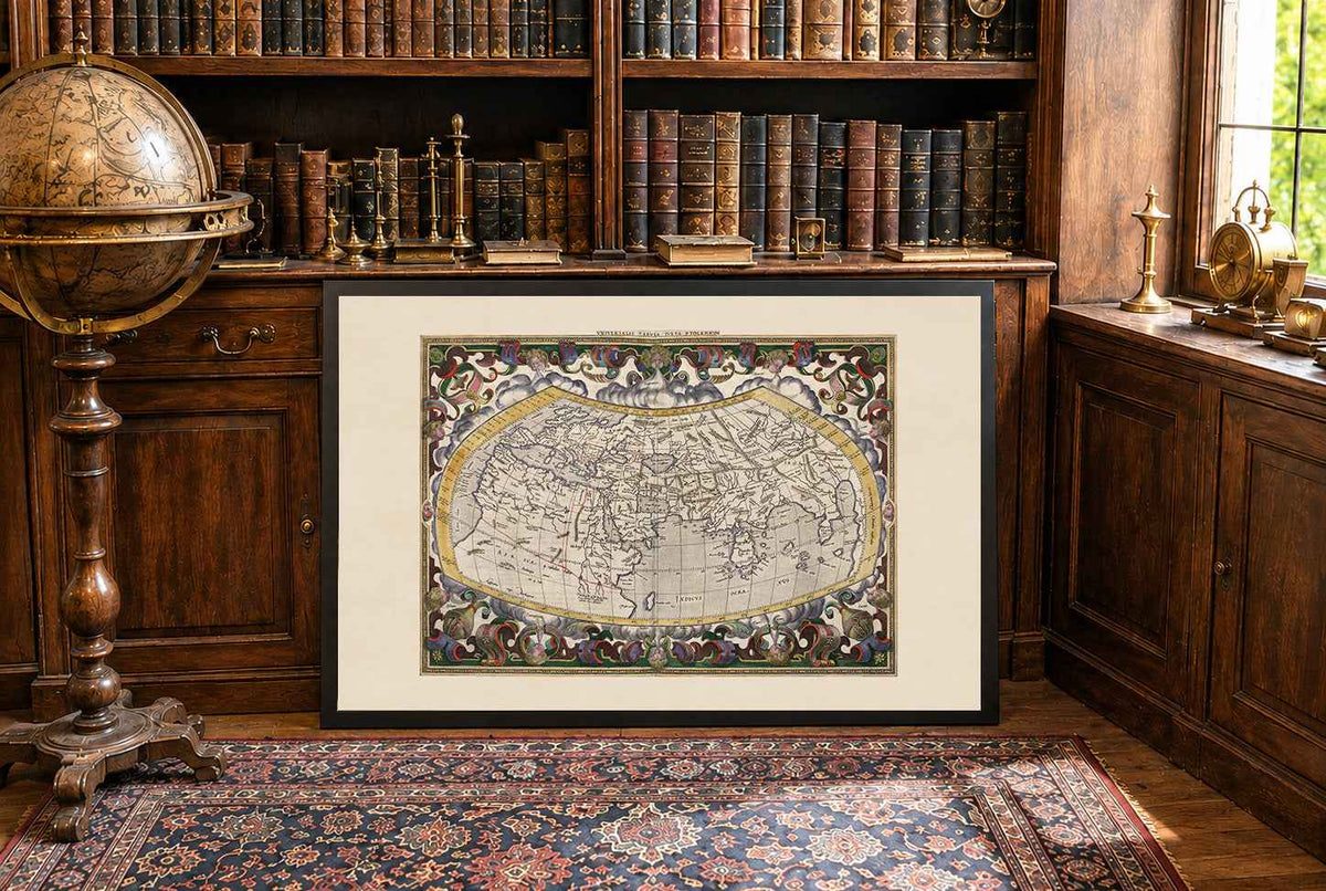 World According to Ptolemy - Petrus Bertius Historical Map Poster
