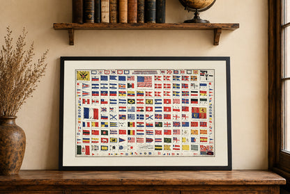 Weltflaggen Poster (1874) - Vintage Nationale & Maritime Flaggen Wandkunst