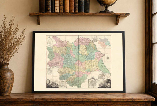 Yorkshire County Map Poster (1772) - Thomas Jefferys Vintage England Wall Art