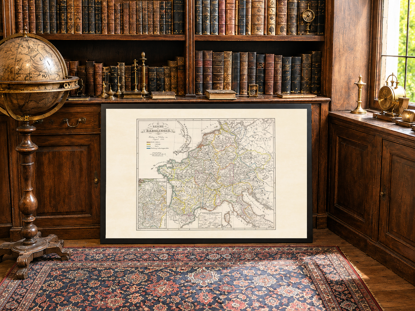 Karolingisches Reich Karte Poster - Vintage Mittelalterliche Europa Historische Wandkunst
