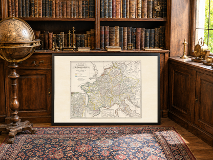 Karolingisches Reich Karte Poster - Vintage Mittelalterliche Europa Historische Wandkunst