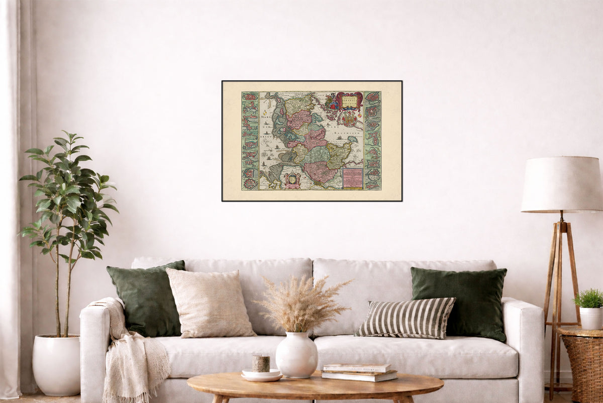 Schleswig & Holstein 1665 - 16 Town Plans - Joan Blaeu Historical Map Poster