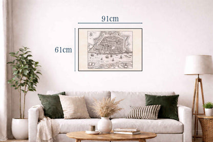 1652 Riga Map Poster - Panoramic City Plan with Star Fortifications, Harbor Ships and Urban Layout - Strategy Maps