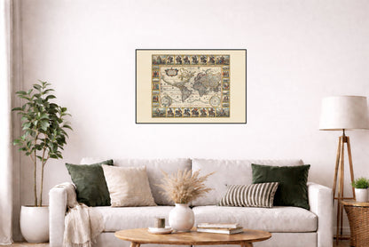 Nova Totius Terrarum Orbis 1652 - Roman Emperors - Nicolaes Visscher Historical World Map Poster
