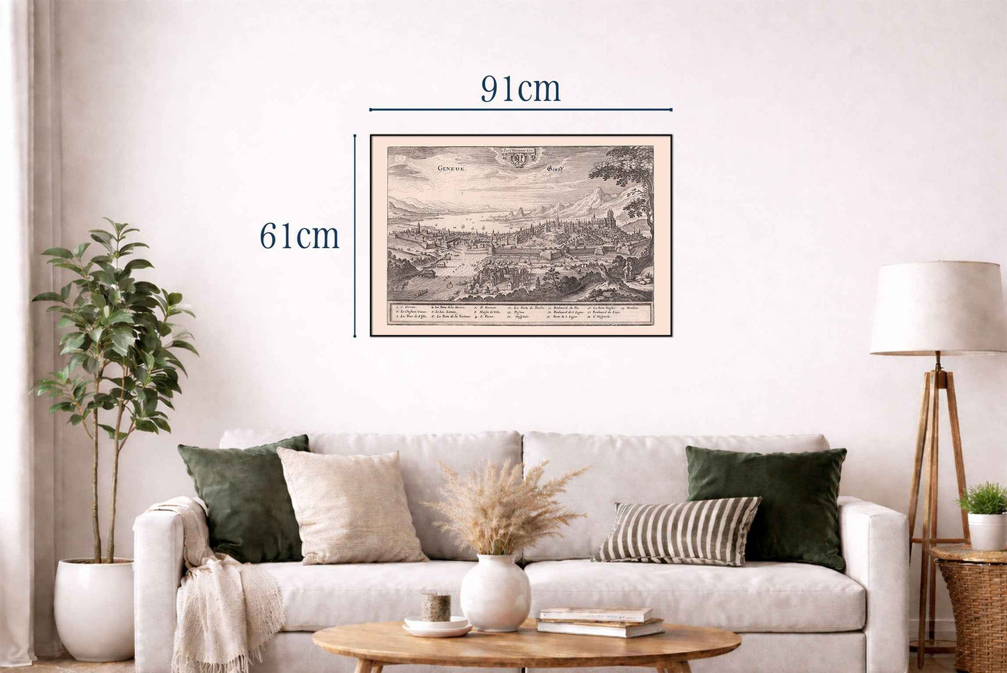 1654 Geneva Map Poster - Panoramic Bird’s-Eye View with Lake Geneva and Key Landmarks - Strategy Maps