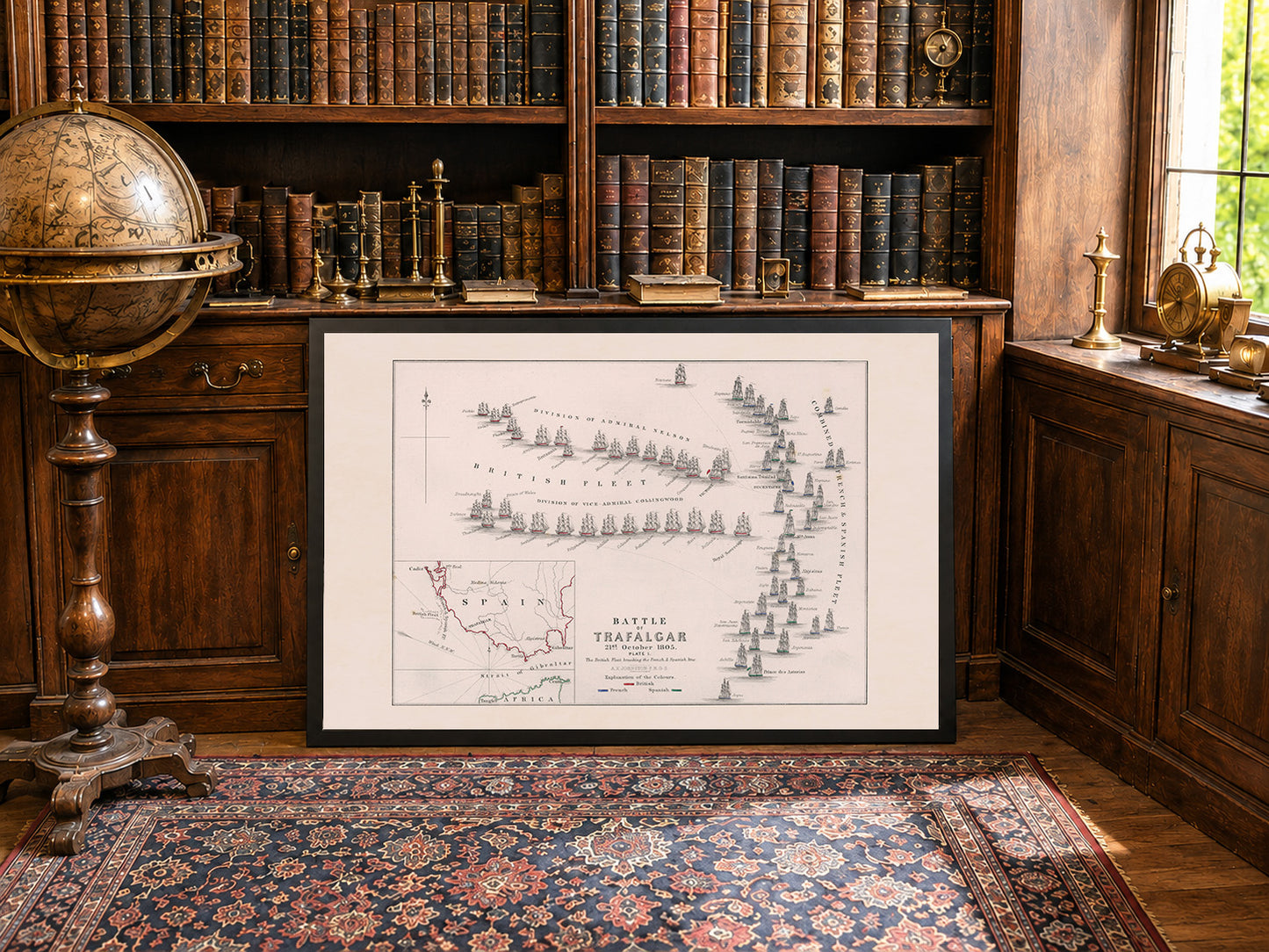 1805 Schlacht von Trafalgar Kartografie-Druck - Historische Seekarte mit Flottenpositionen