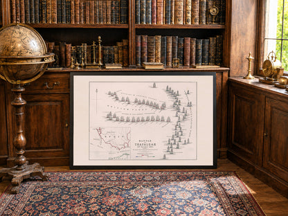 1805 Schlacht von Trafalgar Kartografie-Druck - Historische Seekarte mit Flottenpositionen