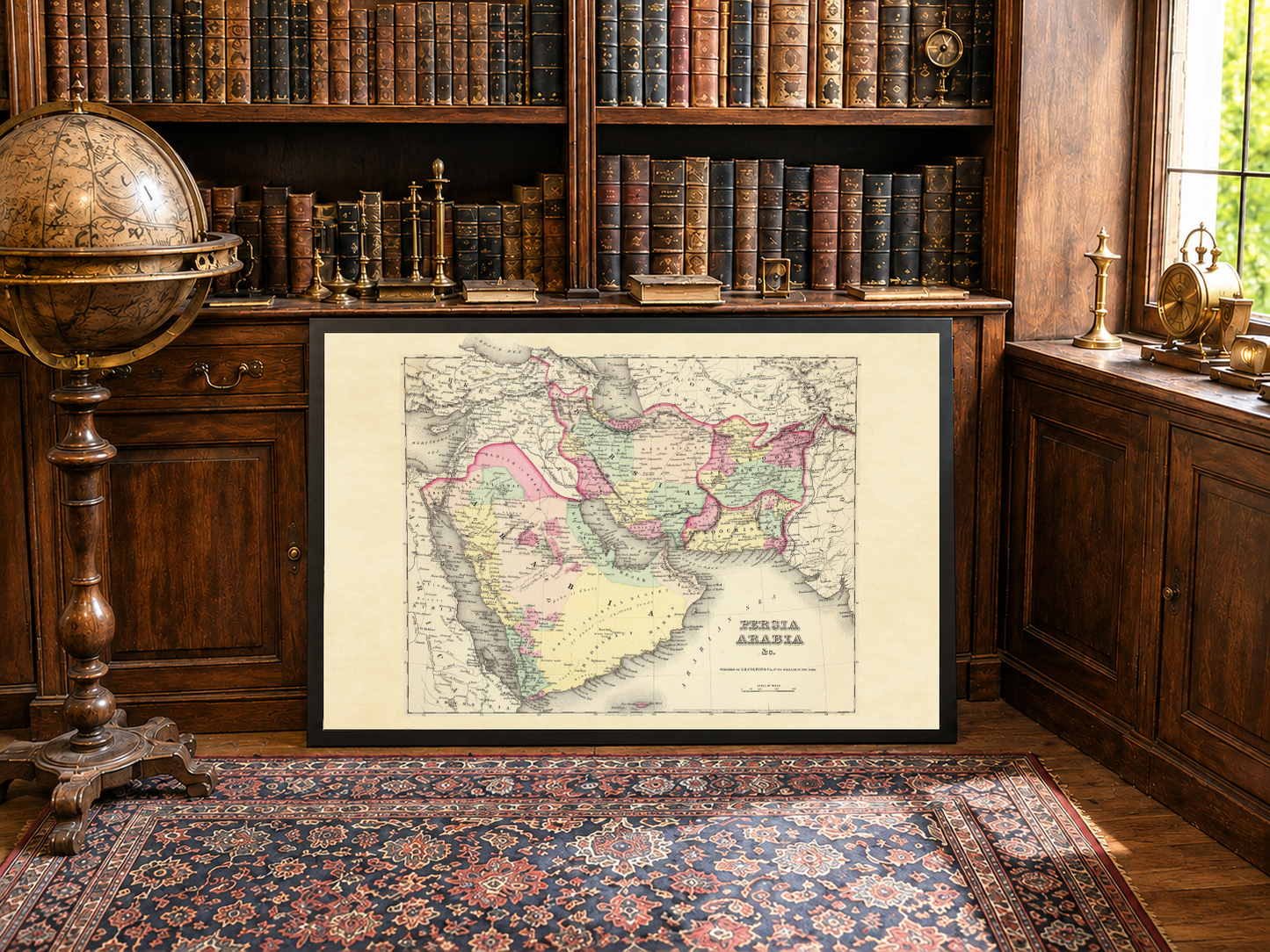1856 Persien Arabien Karte Poster - Handkolorierte Regionen einschließlich Iran, Arabien und Afghanistan