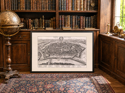 1649 Vienna Map Print by Matthäus Merian - Vintage Austria City Engraving Wall Art